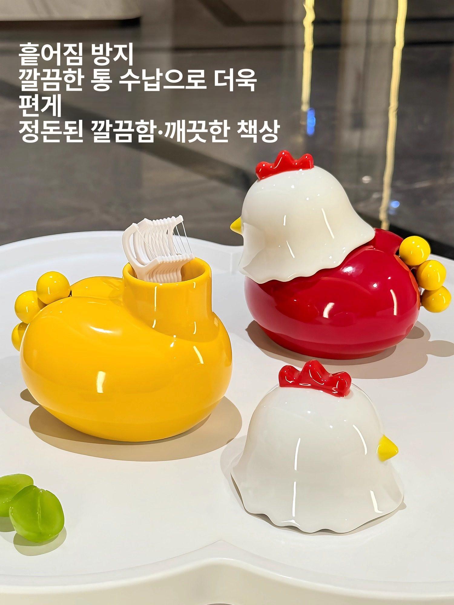 고급 믹 이쑤시개통 면봉 치실 과일 포크 세트 가정용 인테리어 레드 - 상세 이미지 3