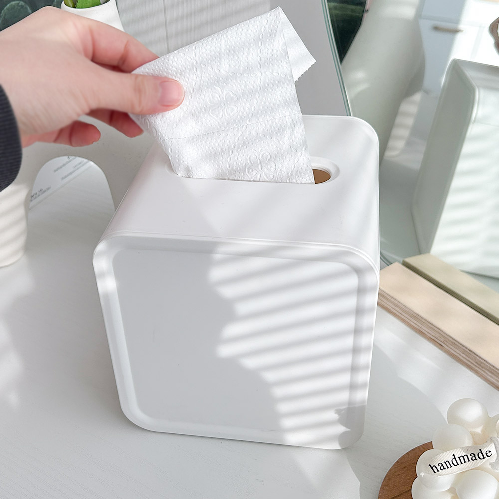 화이트 휴지 보관함 두루마리 휴지케이스 두루말이 보관 미니 각티슈케이스 정사각 제품 이미지