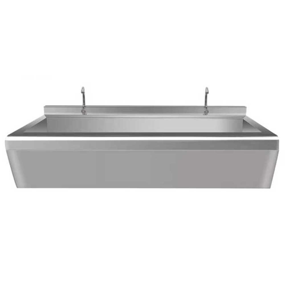야외 개수대 벽걸이형 대형 학교 세척통 스텐 긴 펜션 100x40x20cm 304 2구 수도꼭지 - 상품 이미지