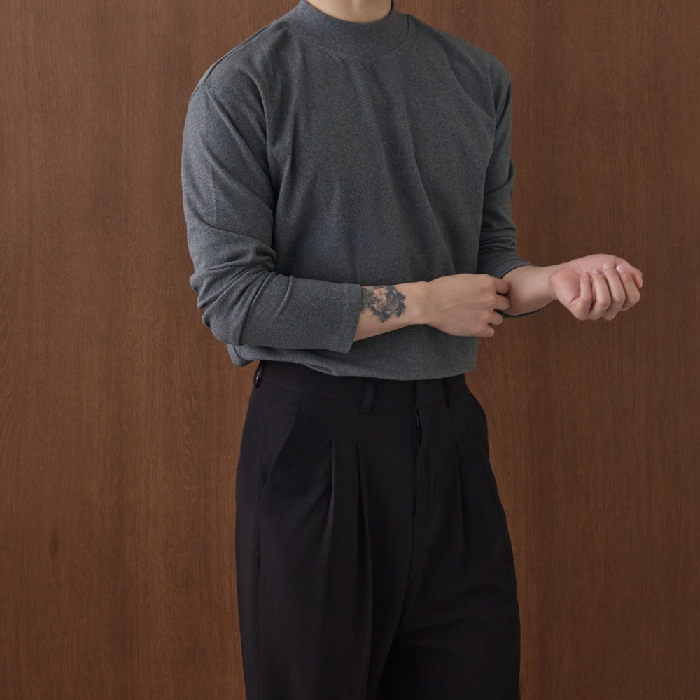 1+1 남자목티 머슬핏 모크넥 반폴라 목폴라티 이미지 6
