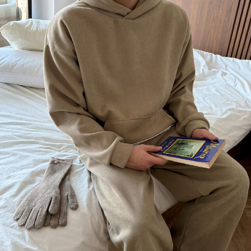 남자 알루 오버핏 겨울 양털안감 코듀로이 후드 셋업 세트 이미지 7