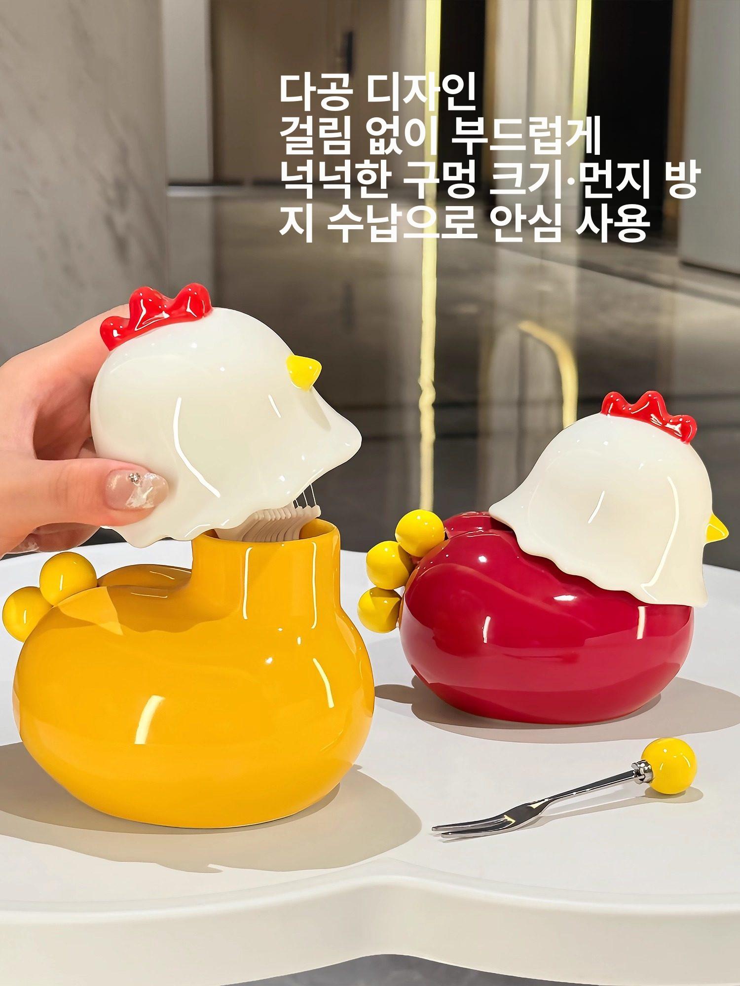고급 믹 이쑤시개통 면봉 치실 과일 포크 세트 가정용 인테리어 레드 - 상세 이미지 4