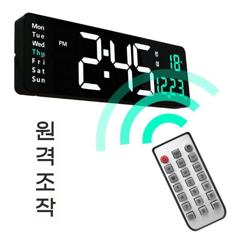 날짜 무소음 벽 거실 LED 온습도 시계 디지털 숫자 전자 엔틱 벽시계 대형 사무실 벽걸이 - 상세 이미지 4