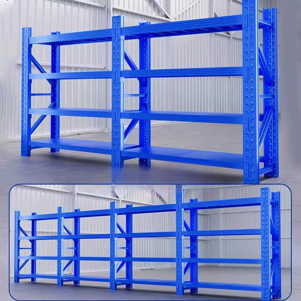 파이프 랙 산업용 창고 선반 식품 공장 보관 시스템 80x40x200cm 블루 4단 - 상세 이미지 2