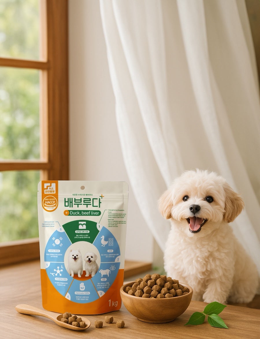 배부루다 수제 강아지 사료 프리미엄 가수분해 알러지 피부 눈 오리+소, 1kg, 1개 이미지 2
