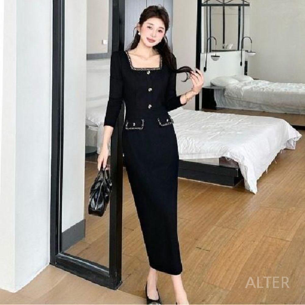 데이트룩 정장 세련된 칼라넥 블랙 오피스룩 - 상품 이미지
