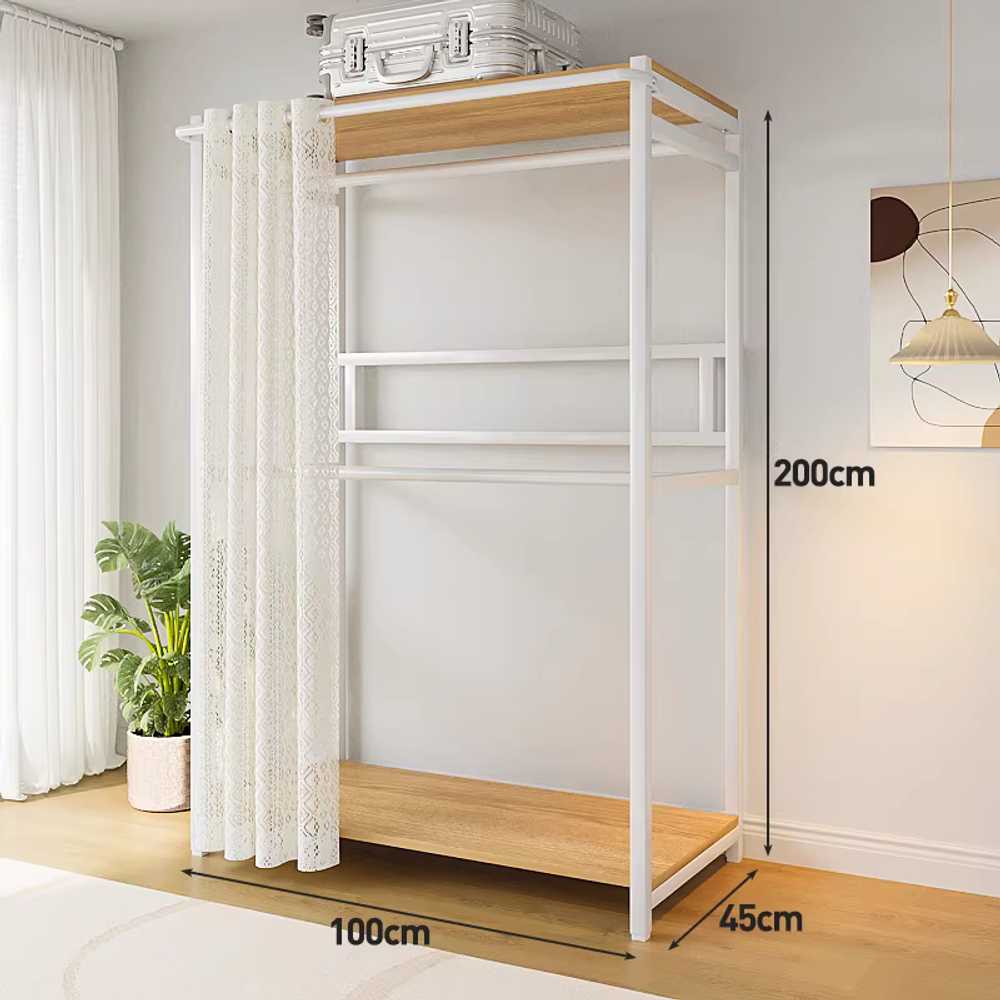 드레스룸 행거 걸이 옷가게 원룸가구 침실 튼튼한 80x45x200cm / 커튼 / 블랙 이미지 7