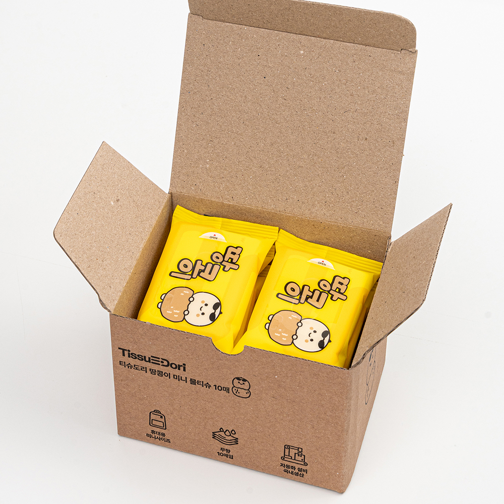 티슈도리 땅콩이 미니 물티슈 10매 10팩 휴대용 포켓 여행용 물티슈