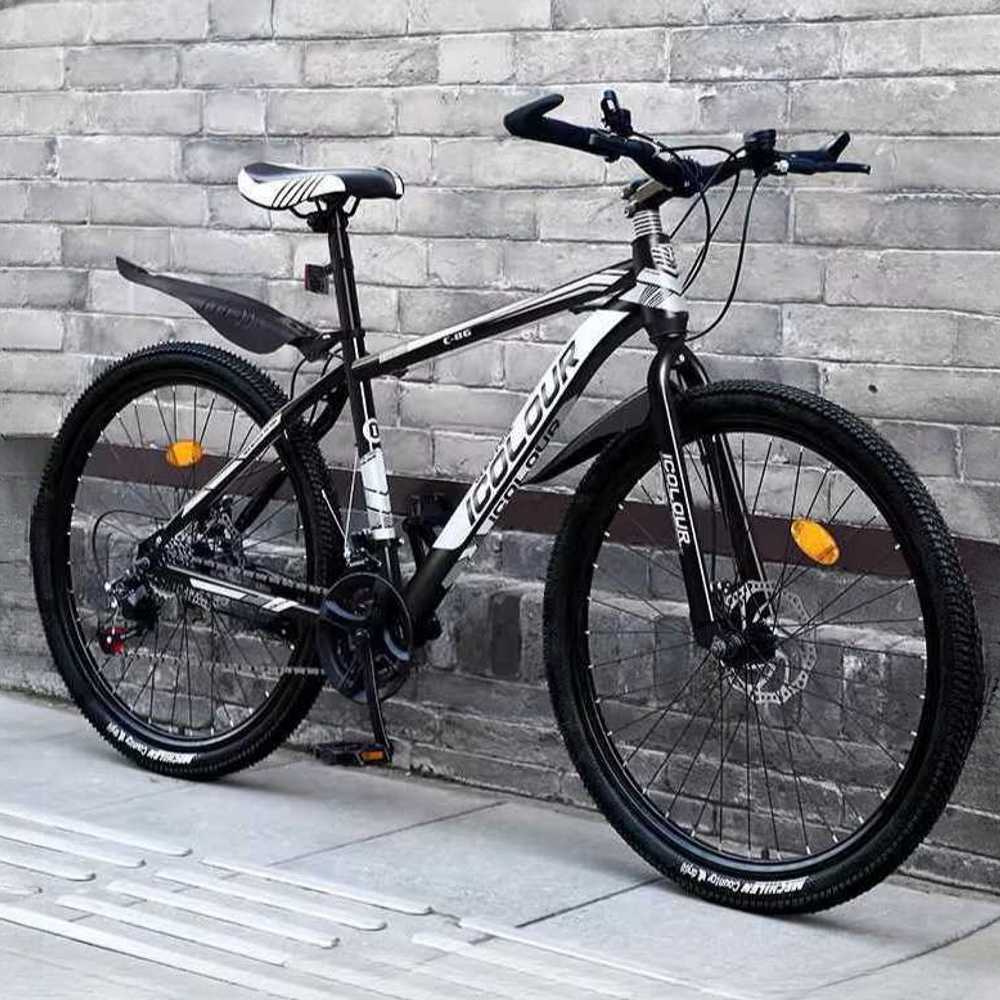 입문 MTB 청소년 통학 자전거 경량 산악 등교 라이딩 24인치 스포크 (블랙화이트) - 상품 이미지