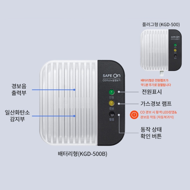 귀뚜라미 일산화탄소 경보기 플러그형 국산 가정용 보일러실 가스누설감지기 - 상세 이미지 5