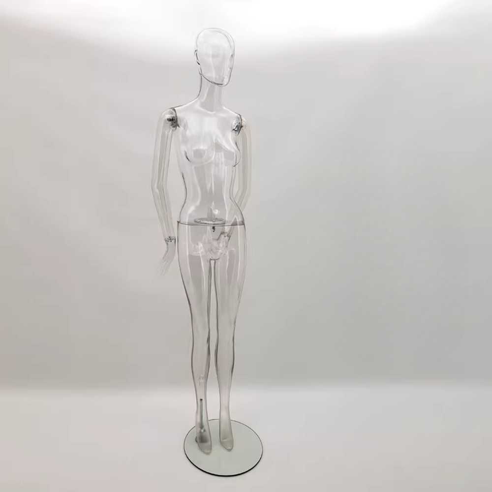 투명 마네킹 전신 옷걸이 가게 마네킨 누끼촬영 매장 투명헤드리스/스탠딩여성마네킹+기본팔 - 상품 이미지