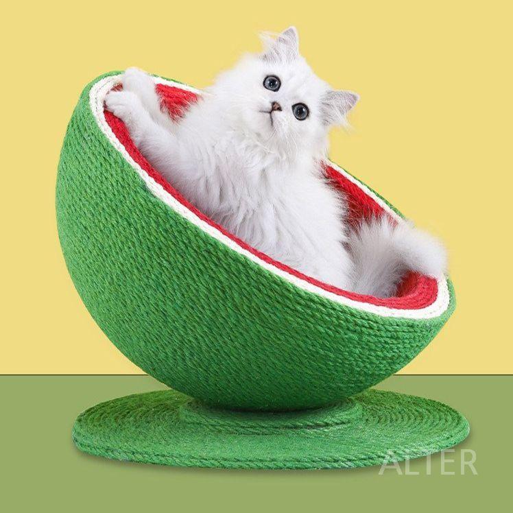 고양이 원형 수박 숨숨집 스크래쳐 반려묘 보드 스크래칭 모양 대형 고양이 침대 - 상세 이미지 3