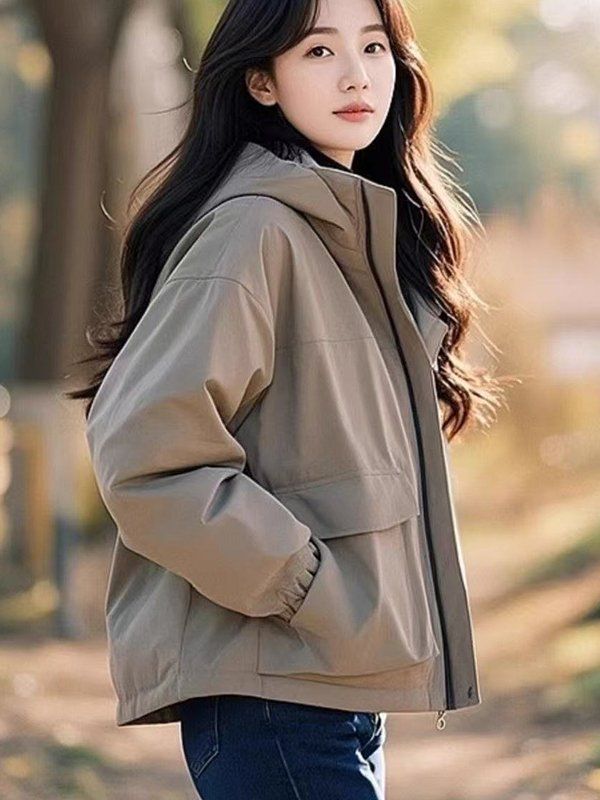 여성용 가을 후드 야상 점퍼 빅사이즈 봄 자켓 아우터 여자 후드집업 여성 - 상세 이미지 4