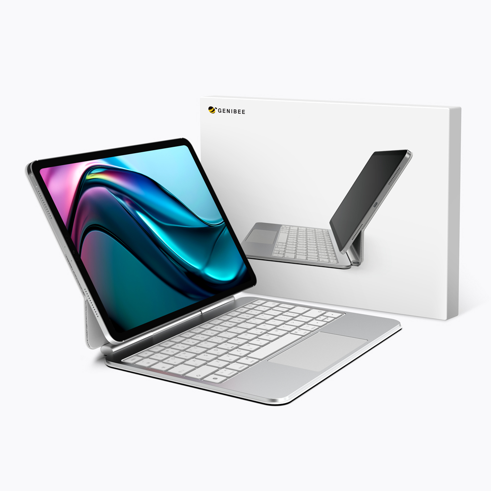 지니비 에센셜 매직키보드 아이패드 키보드 케이스 실버화이트, 아이패드 에어 11 M2/M3 제품 이미지