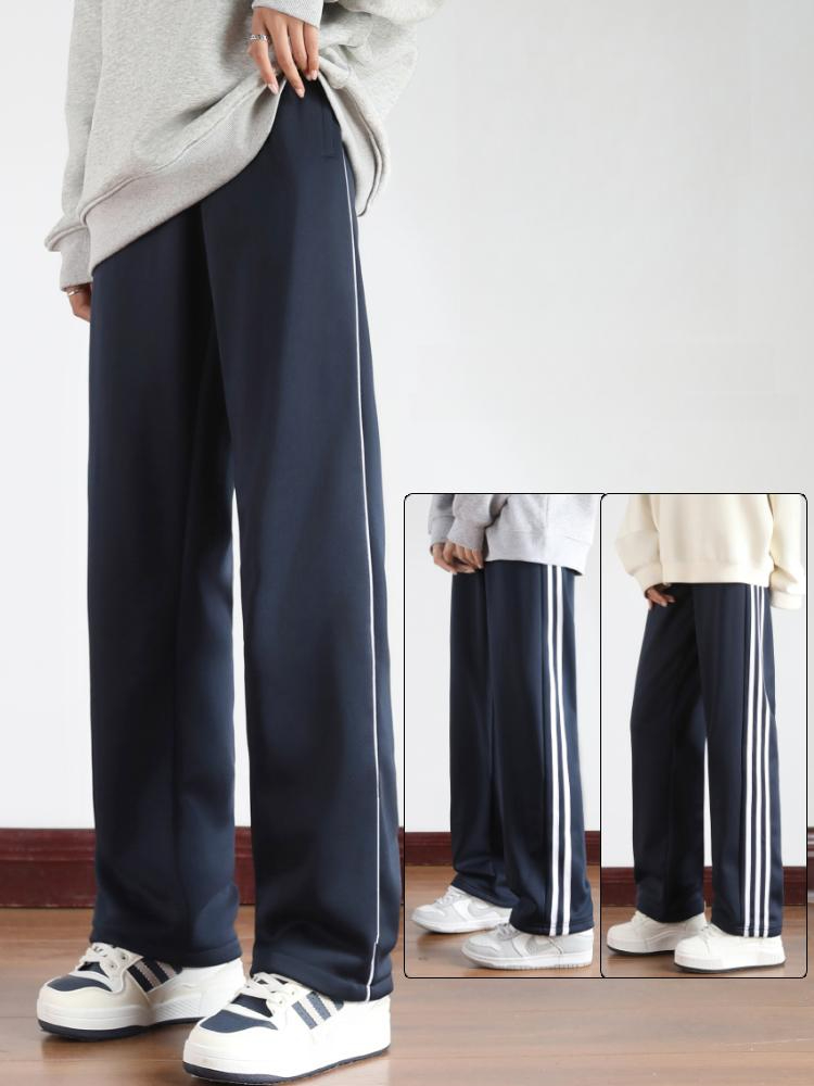 기모 남자 여자 운동복 단체 학생 중학교 체육복바지 봄가을 네이비블루 1줄 봄가을 130 - 상품 이미지
