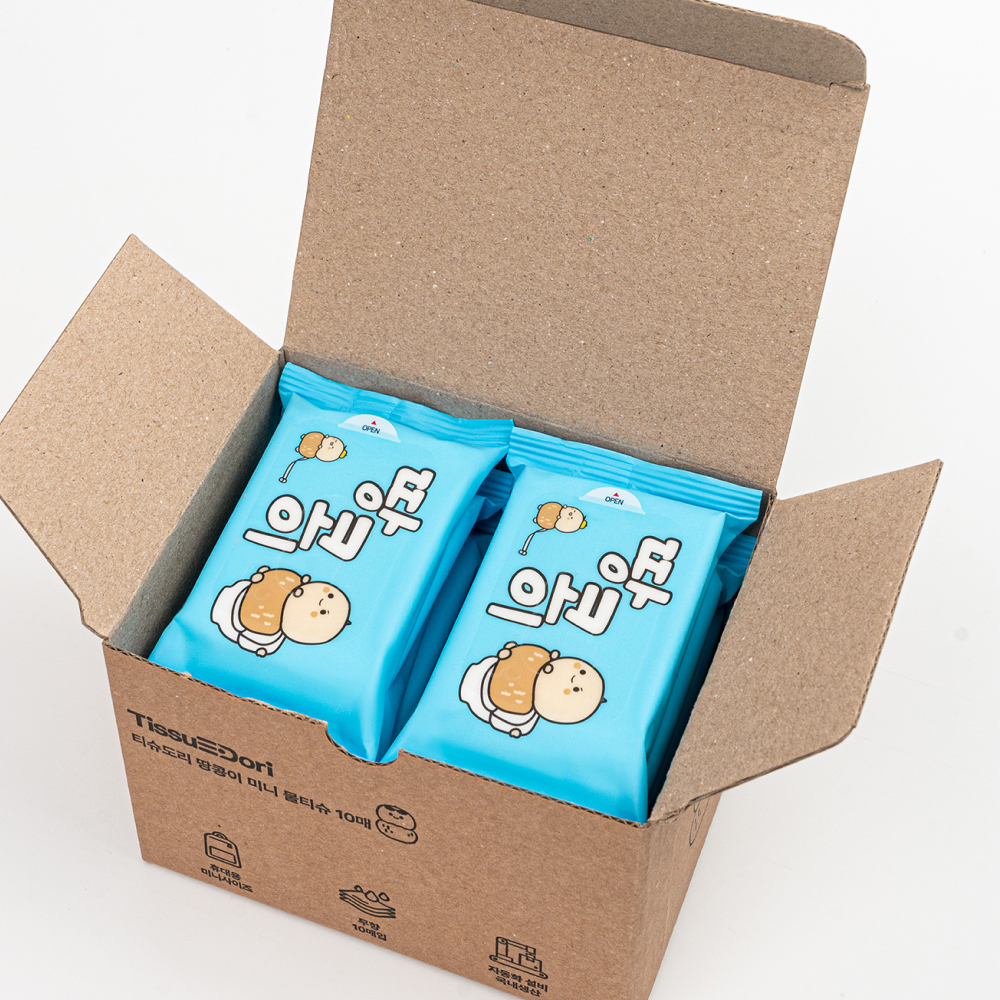 티슈도리 땅콩이 미니 비데 물티슈 10매 10팩 휴대용 포켓 여행용 비데 물티슈