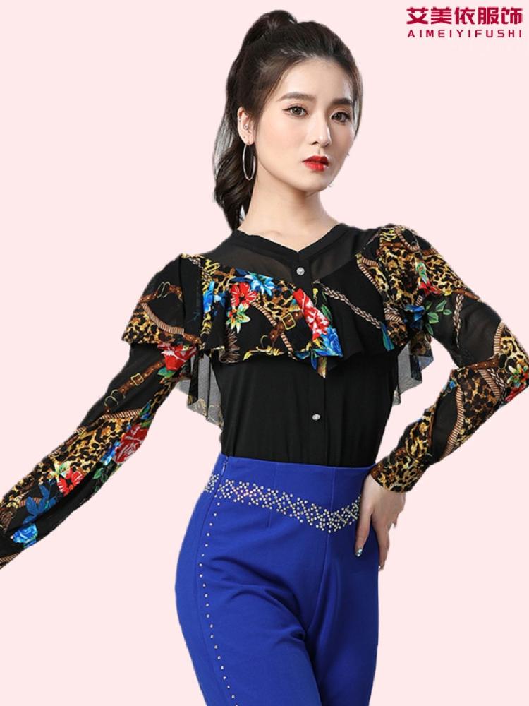 스포츠 라틴 모던 댄스복상의 방송댄스복 사교 줌바 공연 라인 - 상세 이미지 4