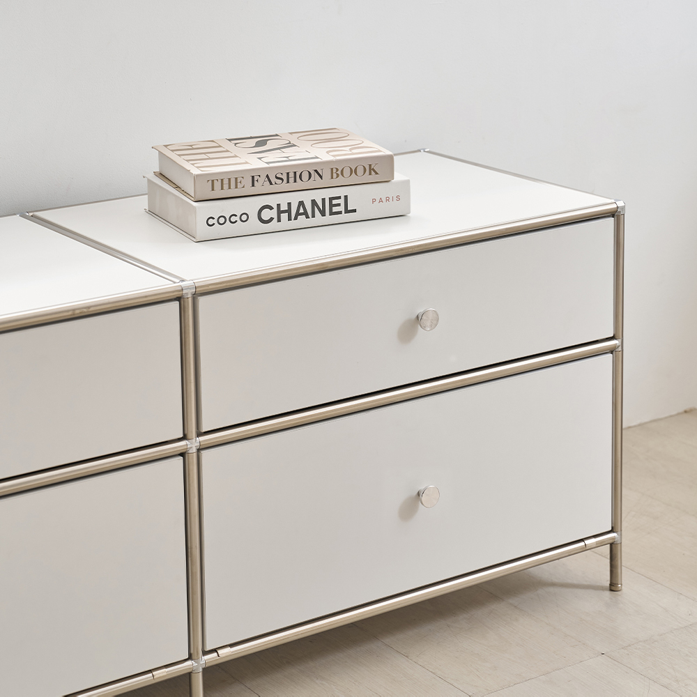 벨리에 미드센츄리거실장 모듈거실장 1200x400x485mm, 소프트화이트