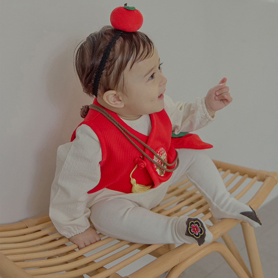 아기한복 백일 돌잔치 촬영 명절 홍아 바디슈트 - 상세 이미지 5