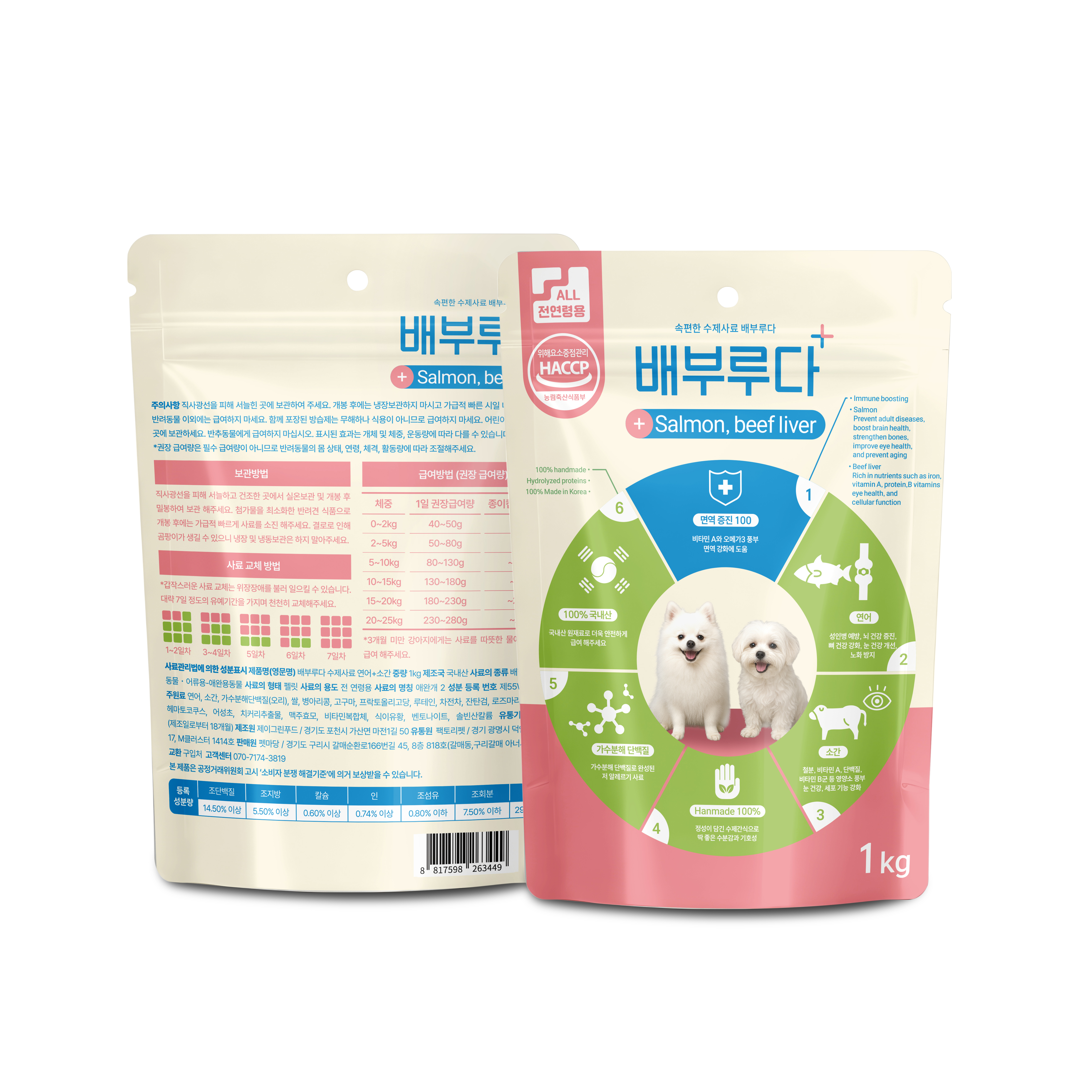 배부루다 수제 강아지 사료 프리미엄 가수분해 알러지 피부 눈 오리+소, 1kg, 1개 이미지 4
