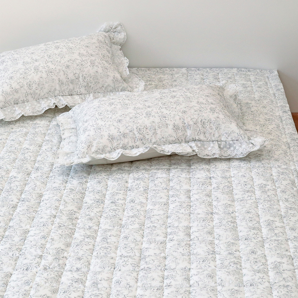 로지 플라워 바이오워싱 고밀도 순면 미끄럼방지 사계절 침대패드 SS