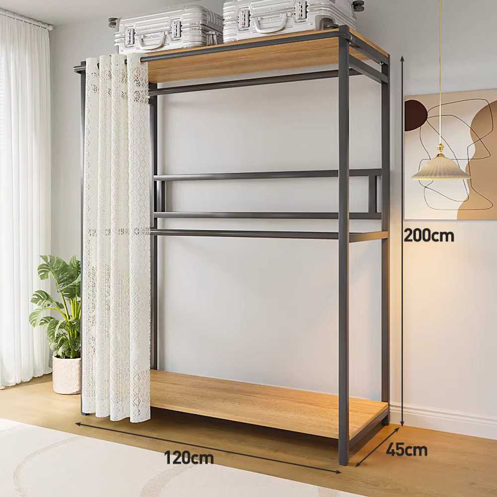 드레스룸 행거 걸이 옷가게 원룸가구 침실 튼튼한 80x45x200cm / 커튼 / 블랙 이미지 8