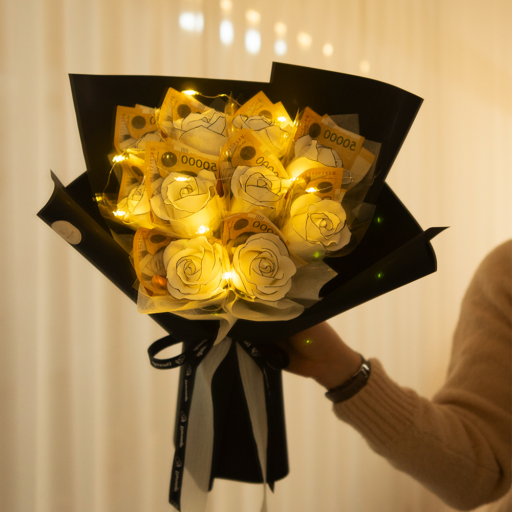 돈꽃다발 라인 장미 비누꽃 돈다발 현금 용돈 꽃다발 생일 축하 프로포즈 기념일 선물 이미지 3