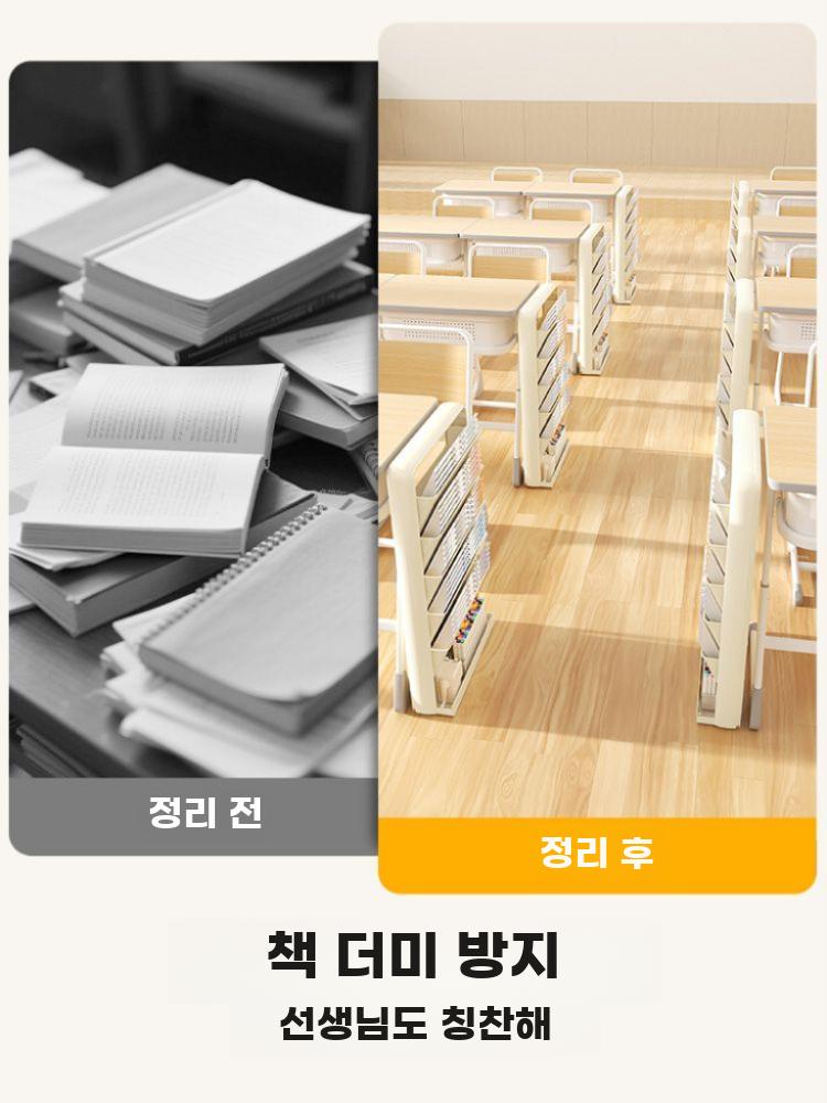 사이드 책꽂이 책상옆 책장 폭좁은 잡지꽂이 틈새 수납장 크림 화이트 3단 - 상세 이미지 2