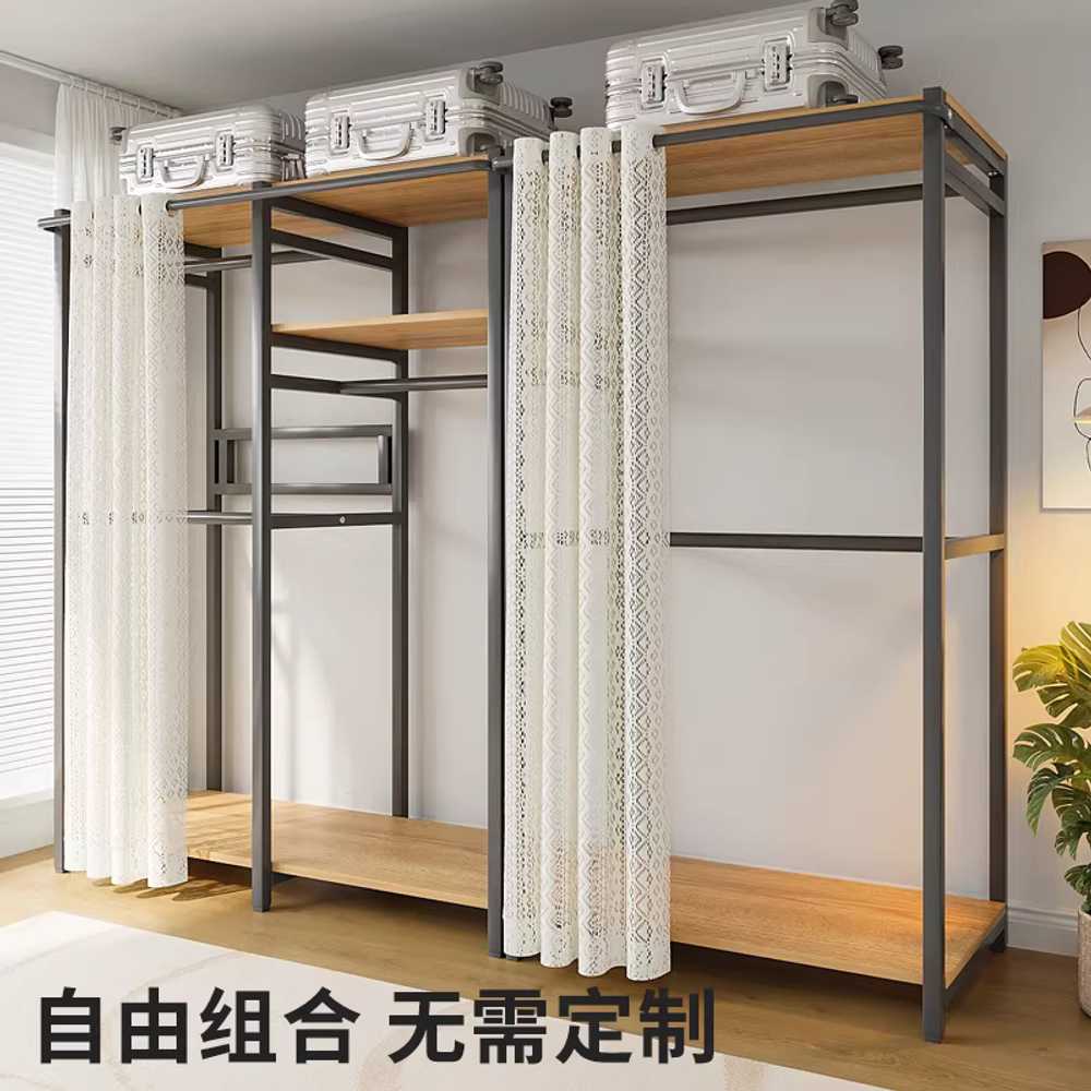드레스룸 행거 걸이 옷가게 원룸가구 침실 튼튼한 80x45x200cm / 커튼 / 블랙 - 상세 이미지 2