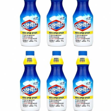 유한락스 옷전용 표백제 1L 6개 세탁 액 얼룩 제 탈취 섬유 유연제 세제 화이트 닝