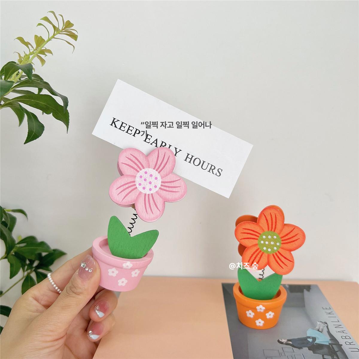 꽃잎 홀더 사진 메시지 클립 데스크 장식 소품 꽃 화분 클립 6개 이미지 6