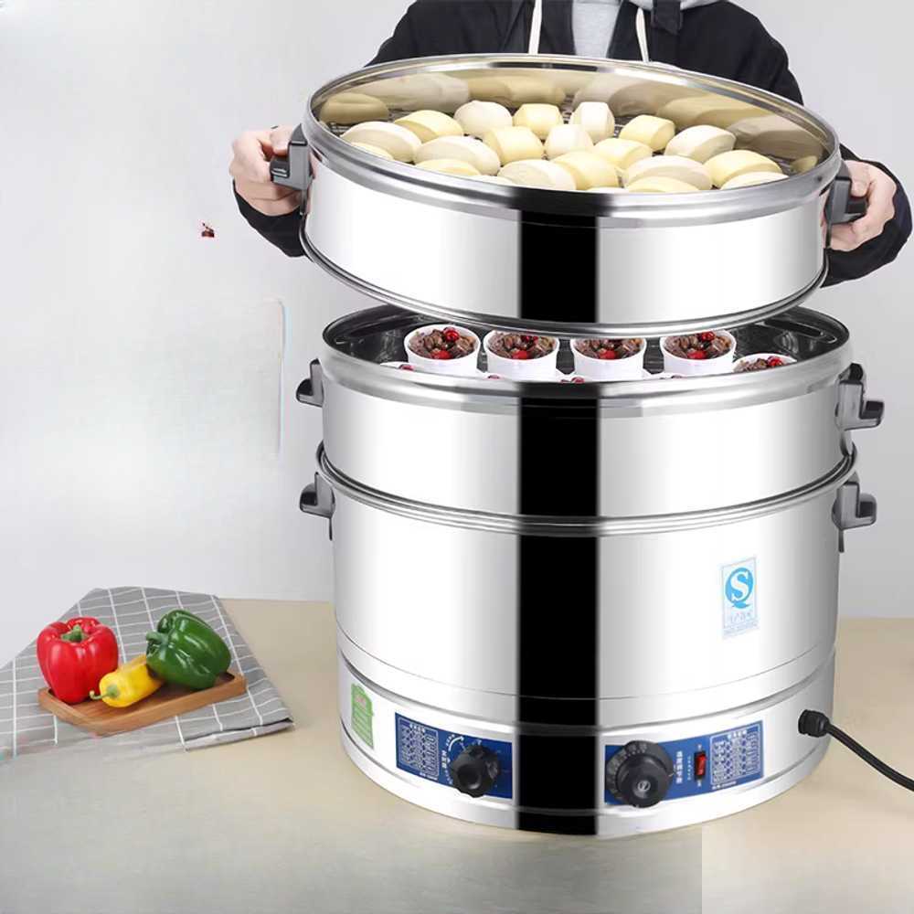 업소용 자동 스팀 딤섬 찜기 스텐 만두 호빵 분식점 40cm 3단 - 상세 이미지 2