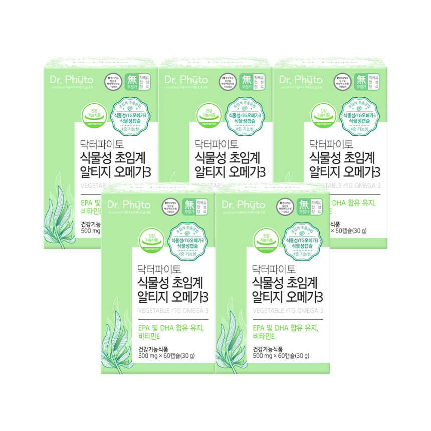 닥터파이토 식물성 알티지 오메가3 임산부 어린이 DHA100% 식물성캡슐 500mg x 60캡슐(30일분)