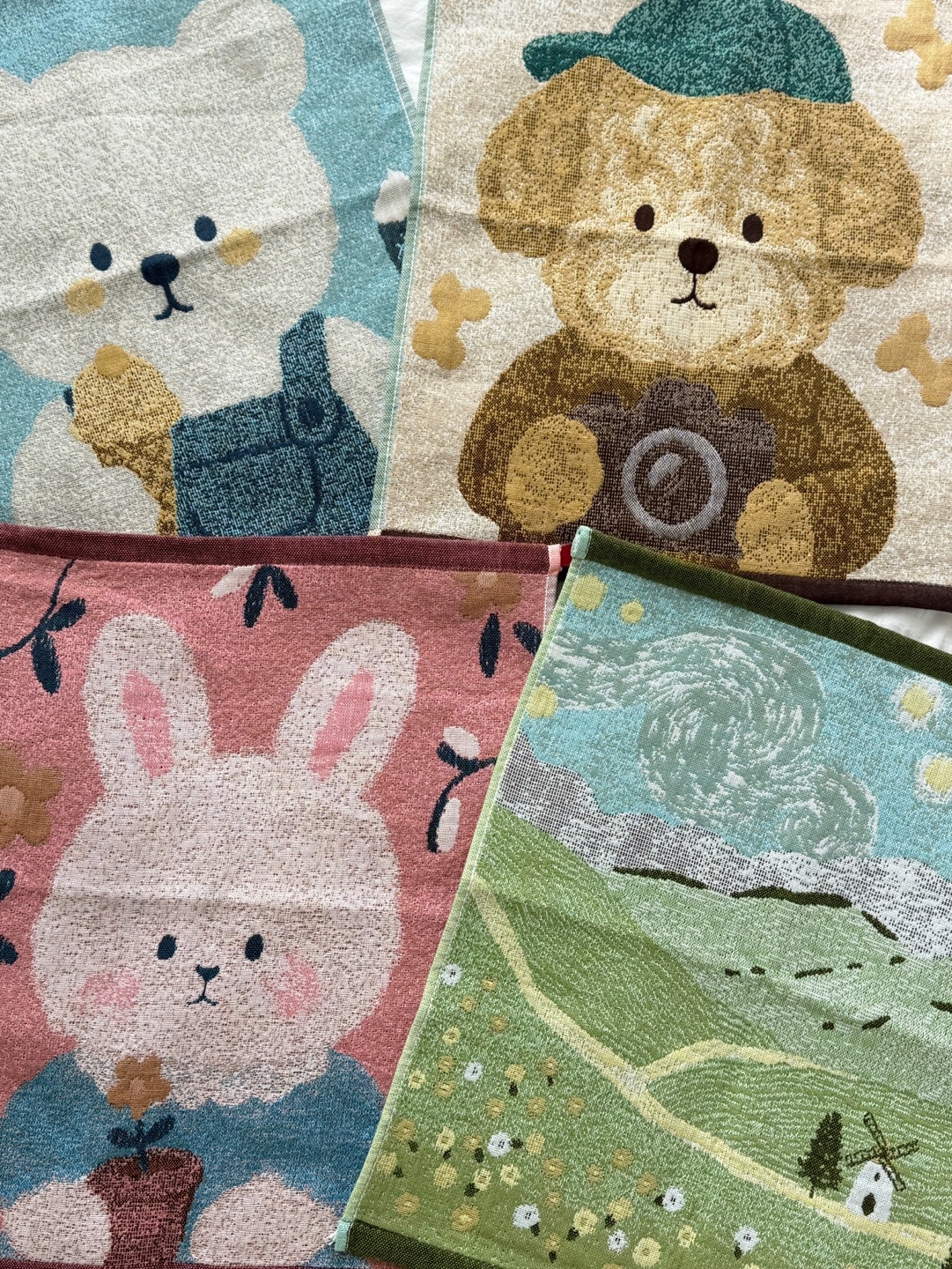 고리 수건 자카드 핸드타월 애니멀 큐티 자카드 타올 4종세트 - 상세 이미지 4
