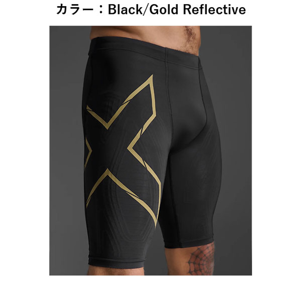 2XU 투타임즈유 타이즈 쇼츠 러닝 마라톤 하프 팬츠 블랙 골드 MA5331B - 상세 이미지 3