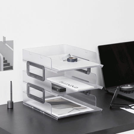 오피스 A4 서류정리 타워 시스템 트레이 3단 좁은공간 문서받침 기숙사준비물 보관랙