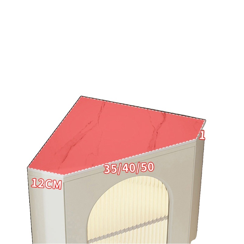 모서리 코너장 거실 수납장 서랍장 삼각 구석 모서리장 원목 선반 장식장 미색 35x35x100 (금색) - 상세 이미지 4