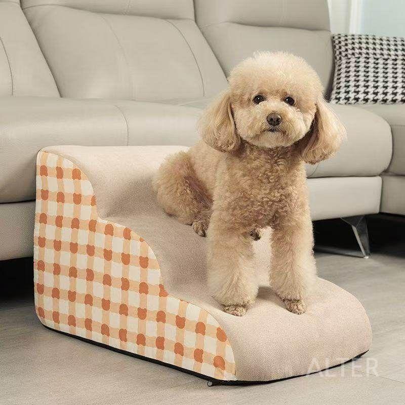 강아지계단 강아지 고양이 침대 쇼파 계단 스펀지 체크무늬 - 상세 이미지 2