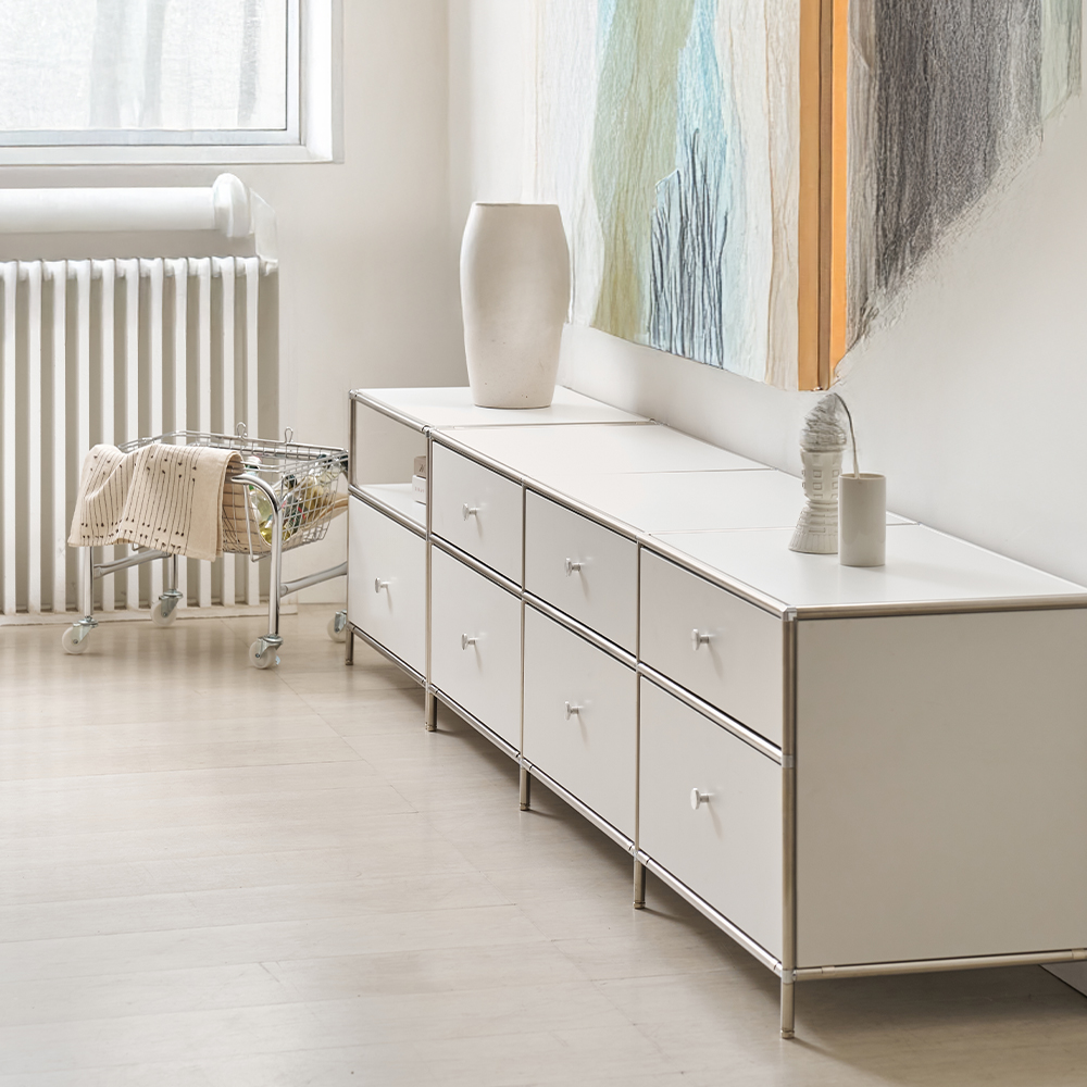 벨리에 미드센츄리거실장 모듈거실장 1200x400x485mm, 소프트화이트