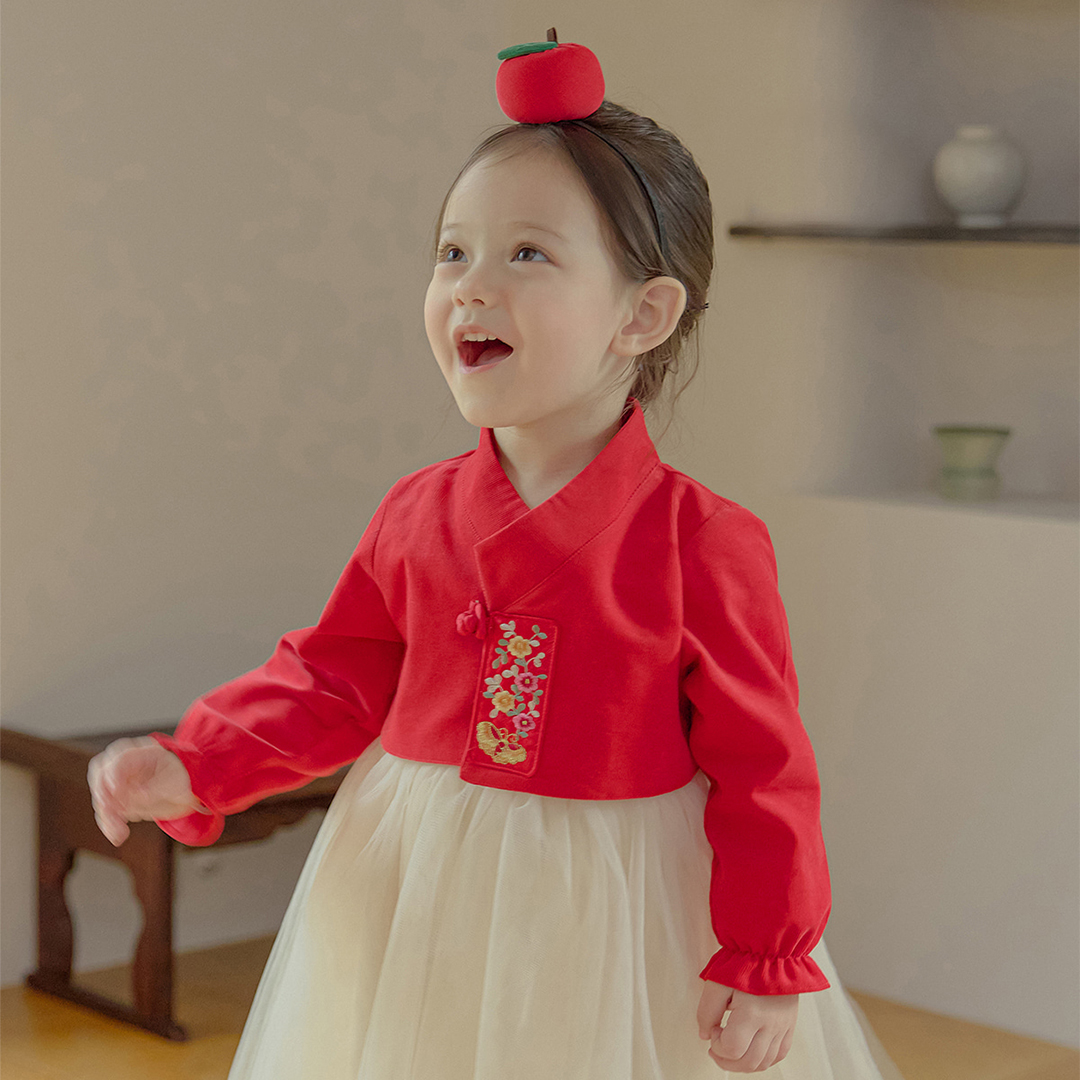 여아 백일 돌잔치 명절 어린이집 홍연 한복 - 상품 이미지