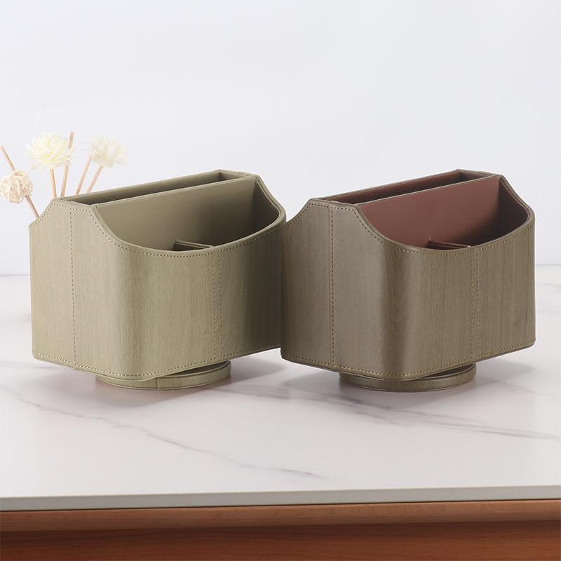 회전 수납박스 데스크탑 리모컨 사무실 책상 정리 수납함 빈티지 플로럴 19cm x 14cm x 16cm - 상세 이미지 5