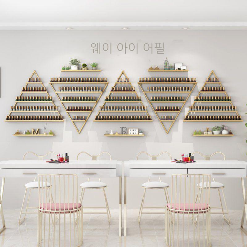 네일 수납 선반 철제 매니큐어 뷰티샵 벽걸이 스탠드 벽선만 진열장 장식장 - 상세 이미지 3