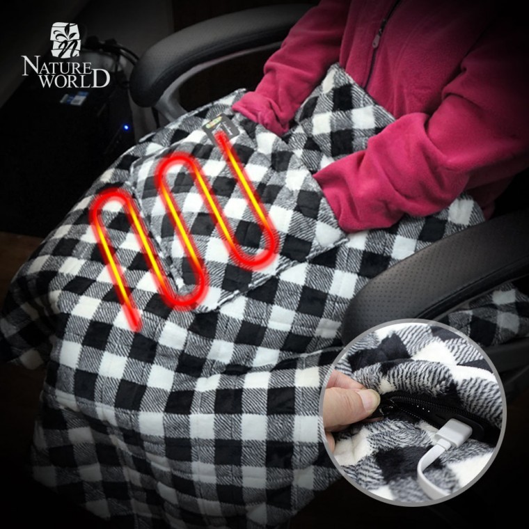 국산 USB 극세사 전기담요+on/off 조절기 포함 휴대용 온열 캠핑 차박 사무실 배터리 담요