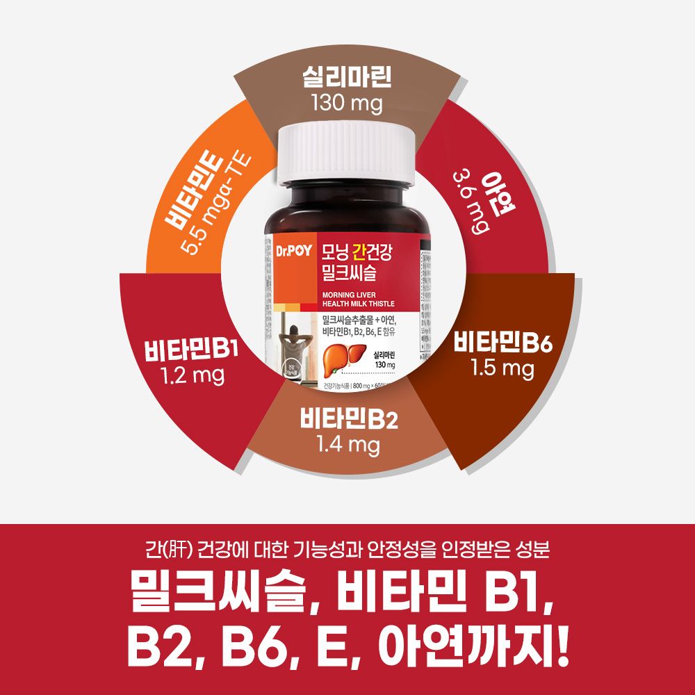 닥터포이 모닝 간 건강 밀크씨슬 실리마린 영양제 60정, 3개 이미지 4