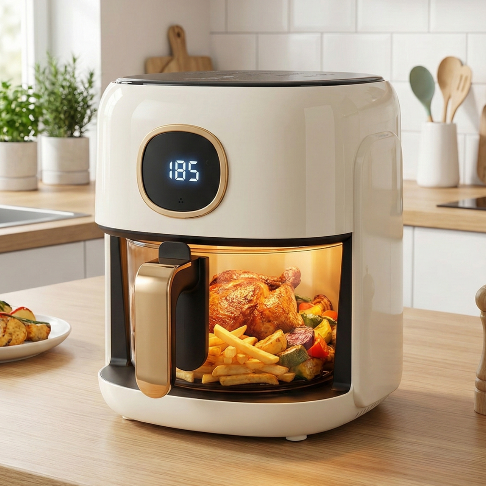 보이는 에어프라이어 글라스 유리 에어후라이어 에어프라이어기 4L