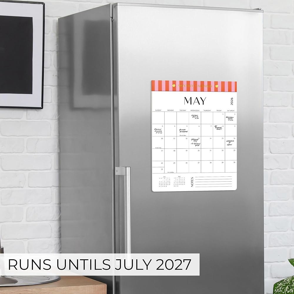 Aesthetic 2025-2026 자석 수직 달력 월간 쉬운 1월부터 최소한의 - 냉장고 7월까지 2026년 실행 정리를 완벽한 위한 디자인의 Black - 상세 이미지 2