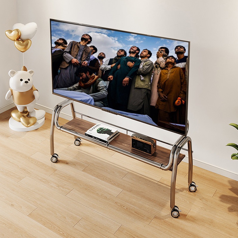이동식 tv 거치대 티비 TV스탠드 대형 다리 무빙 스탠드 이동형 모니터 스마트 검은색단철90x35x120+크리스탈 - 상세 이미지 4
