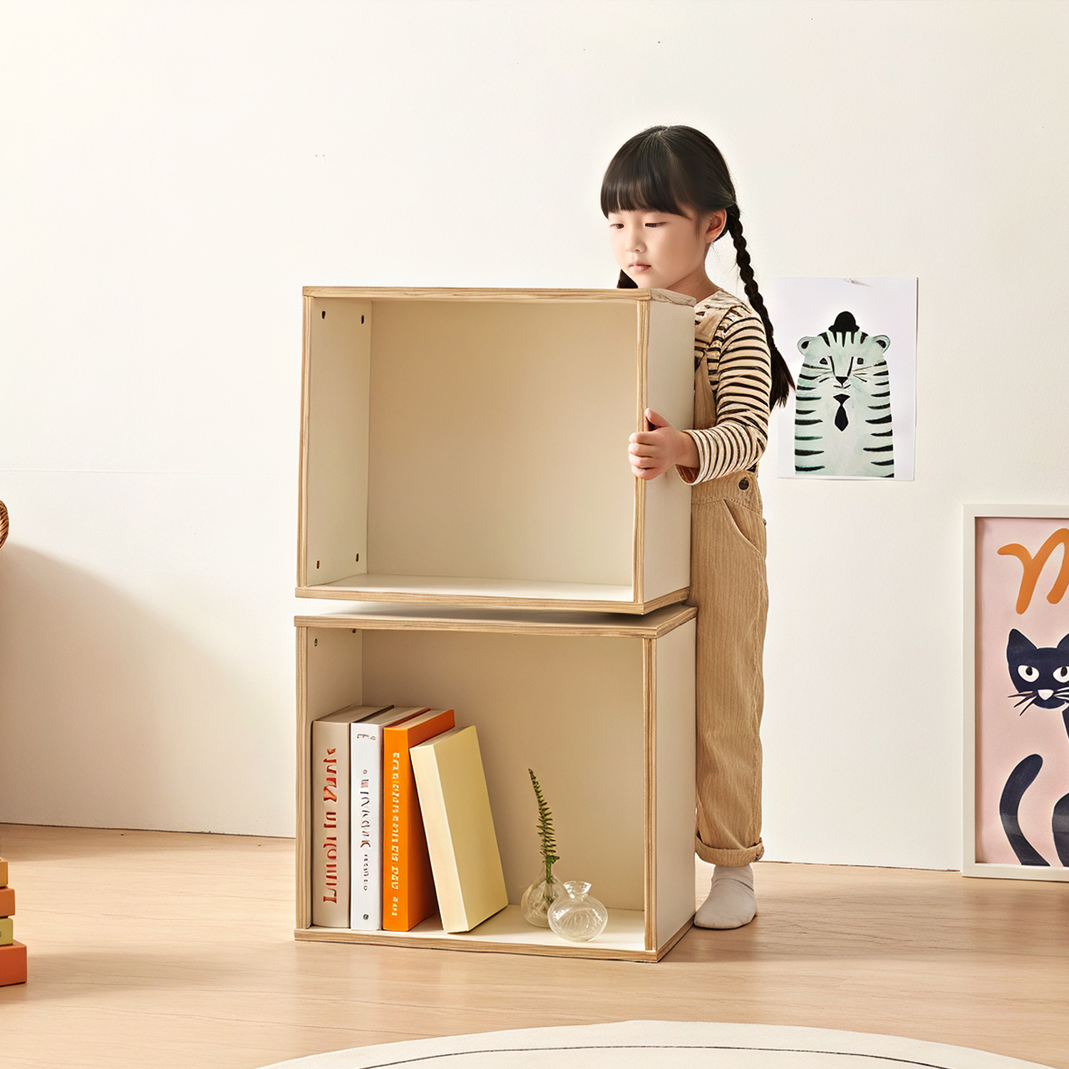 벽걸이 공간박스 책장 나무상자 MDF 공간박스 1단