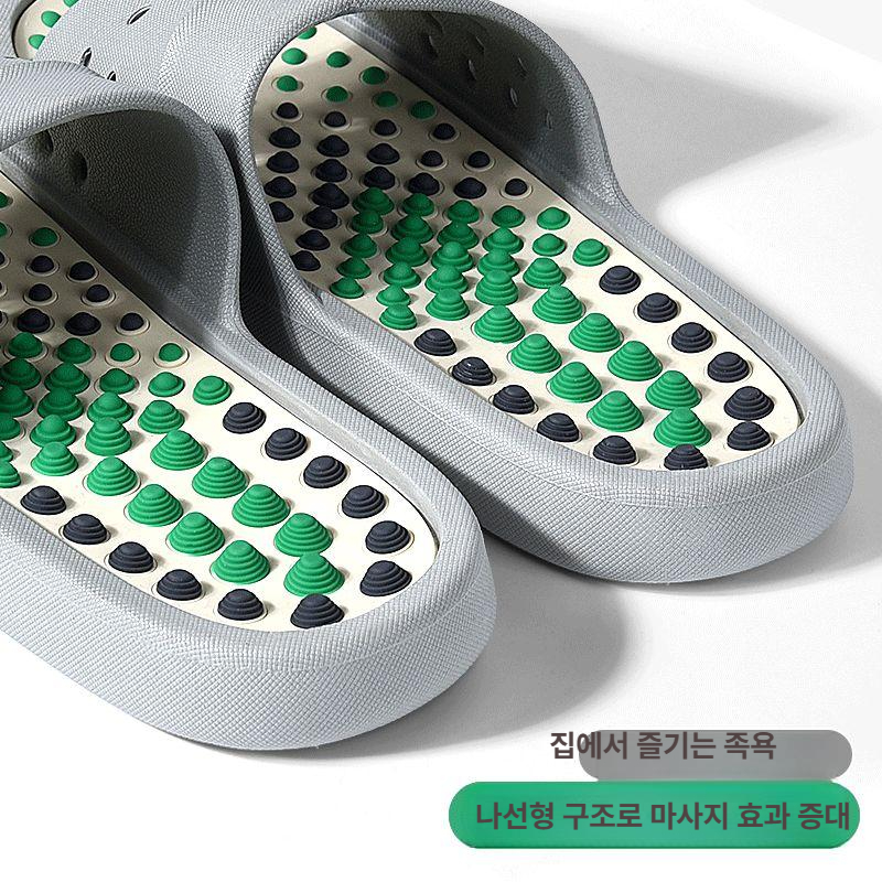 남녀 발바닥 지압 마사지 슬리퍼 실내 건강 피로회복 신발 그린 36-37 - 상세 이미지 3
