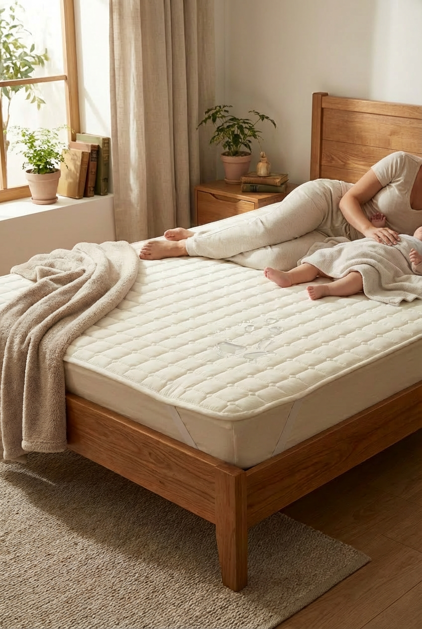 포니홈 침대 방수패드 슈퍼싱글 누빔 매트리스 고정밴드 밴딩 SS 110x200